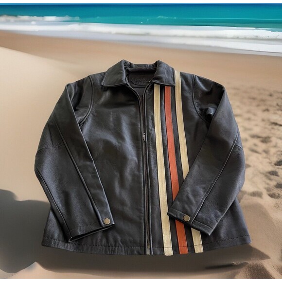 Geek Squad Black Leather Jacket Computer PC Techies Ladies Size Large 42" Chest - Picture 1 of 16